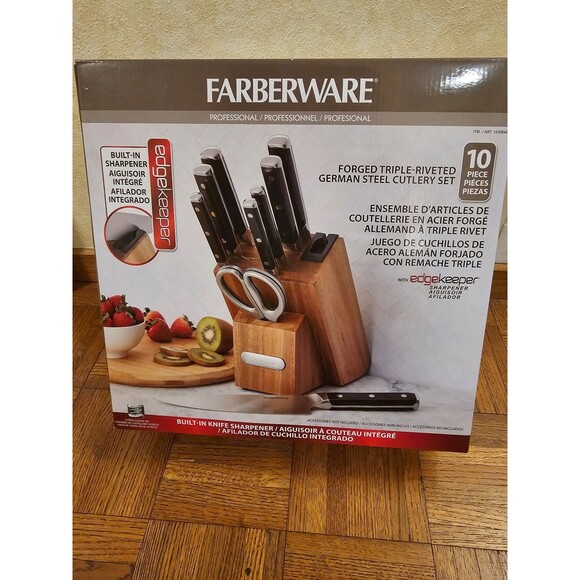 Farberware 10 piece knife set built in sharpener